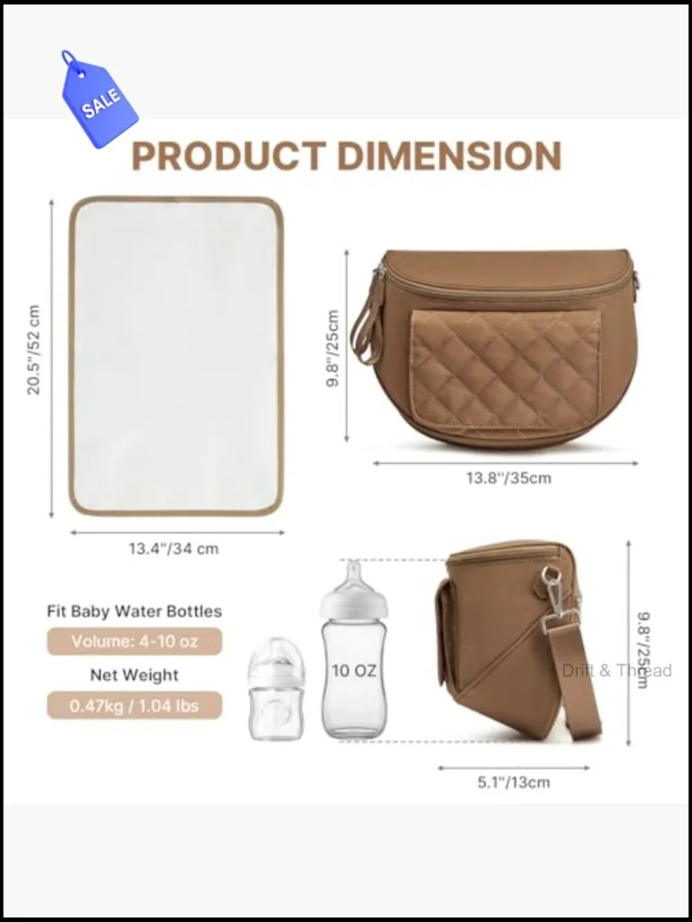 Mini Diaper Bag Crossbody with Changing Pad Nylon Waterproof
